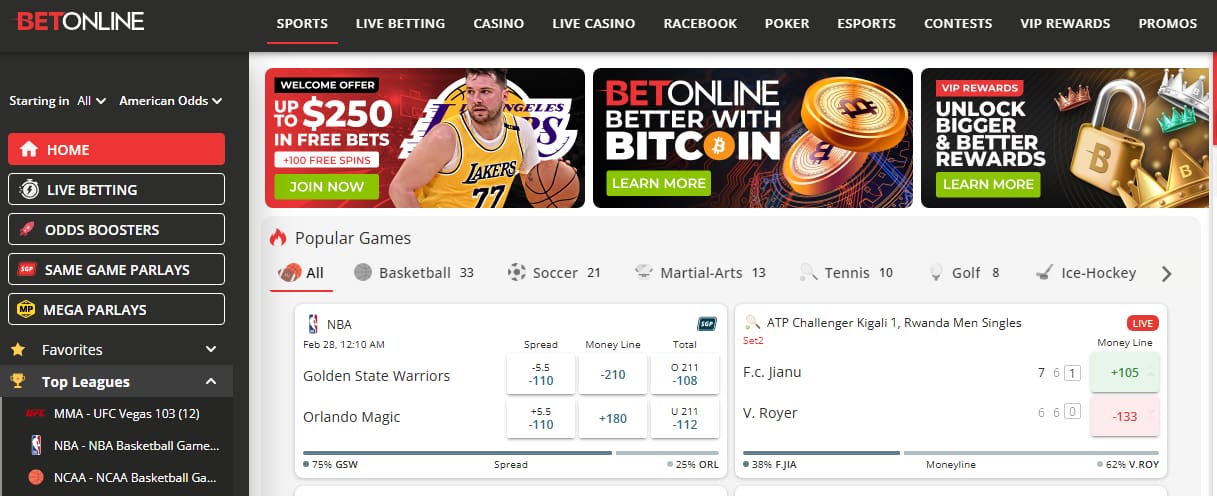 BetOnline - one of the best Vermont sports betting sites