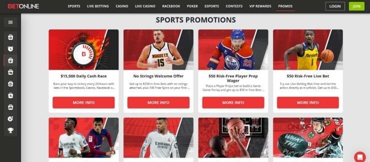 BetOnline promotions page