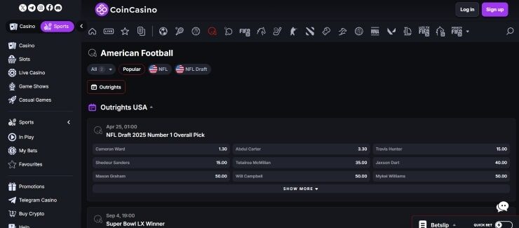 CoinCasino - the fastest payout sportsbook in the US