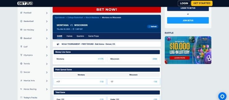 BetUS - one of the best March Madness betting websites