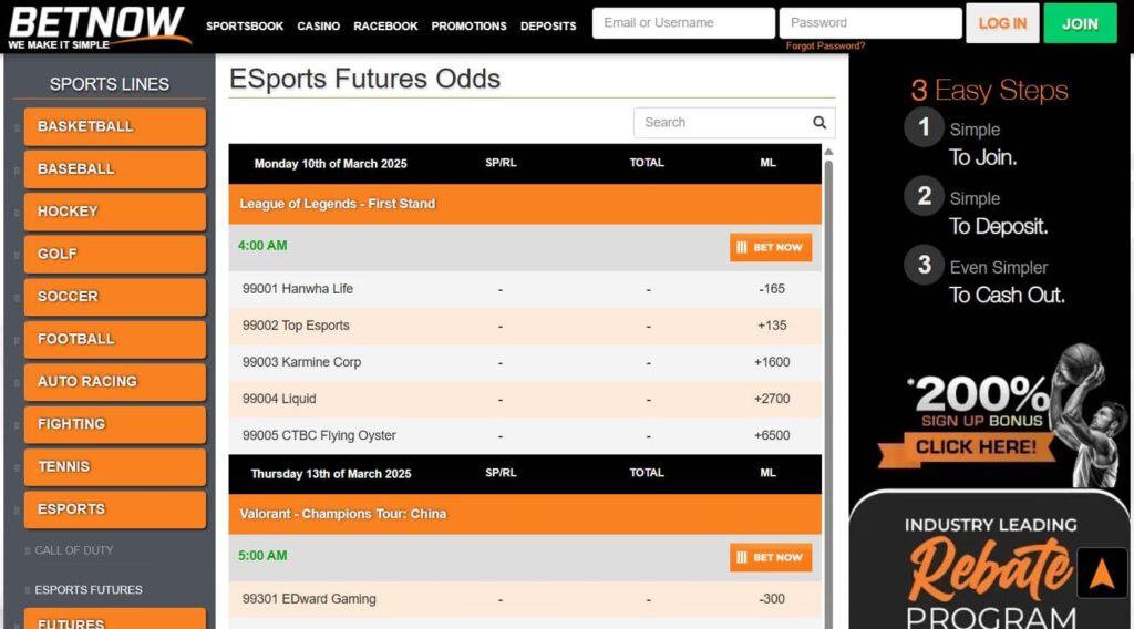 BetNow - one of the best esports betting sites in the US