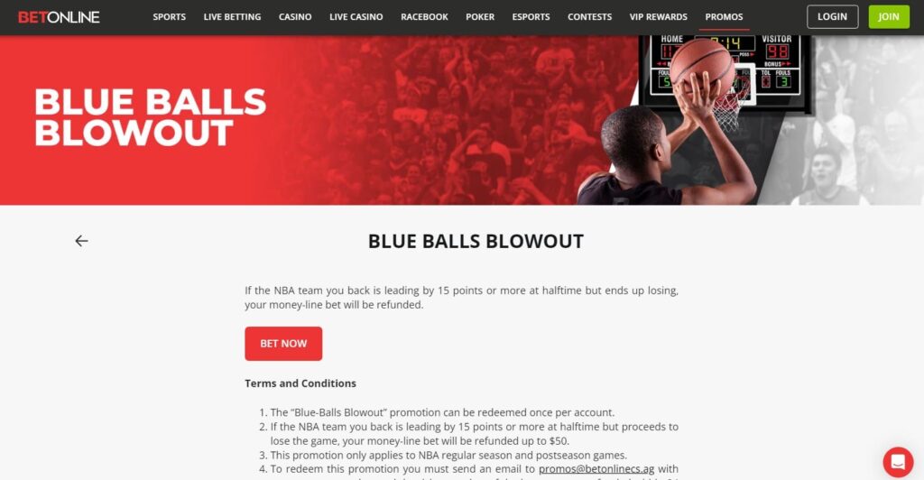 BetOnline NBA betting offers page