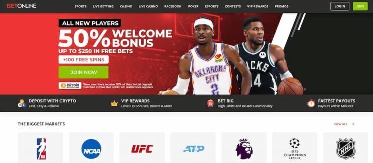 BetOnline welcome bonus page