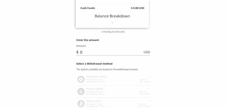 BetOnline withdrawal form