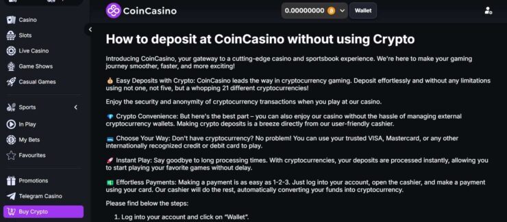 CoinCasino - overall best crypto betting site in the USA