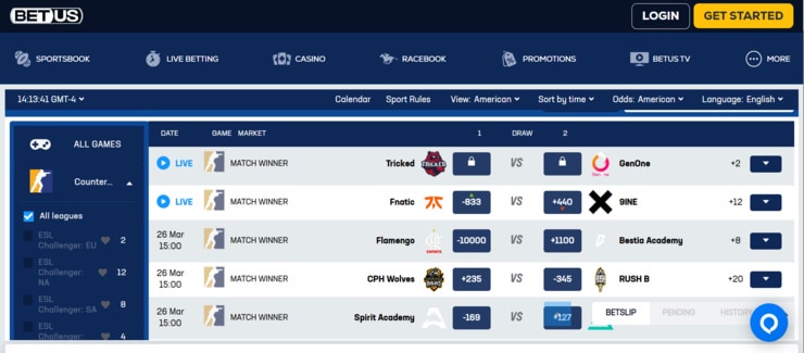 BetUS - one of the most trusted CSGO betting sites
