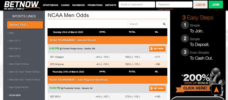 BetNow - trusted March Madness online sportsbook