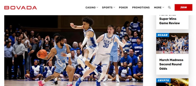 Bovada - top-rated site for betting on March Madness