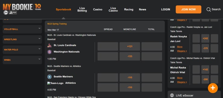 MyBookie - one of the best MLB online sportsbooks