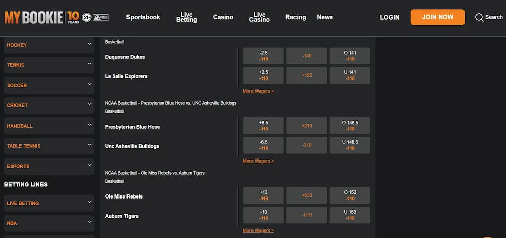 MyBookie - one of the best platforms for sports betting in Florida