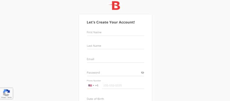 BetOnline registration form