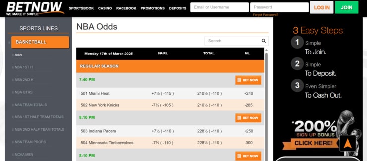BetNow - one of the sharpest sportsbooks with highly competitive odds