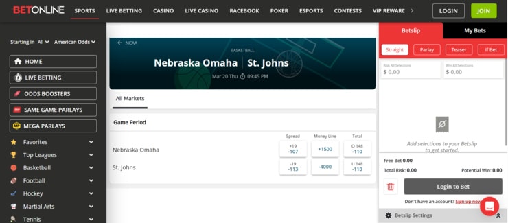 BetOnline - the best site for sports betting in Nebraska