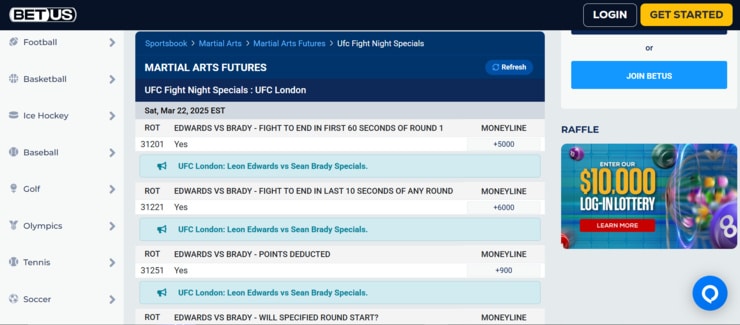 BetUS - one of the best UFC betting sites