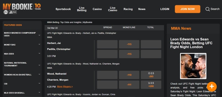 MyBookie - trusted UFC online sportsbook