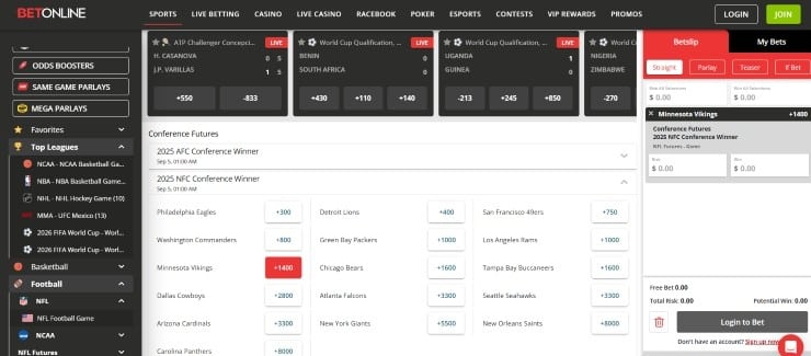 Best Betting Sites BetOnline Step 5 Place Bets