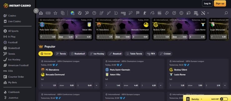 Instant Casino - safe ethereum sports betting site