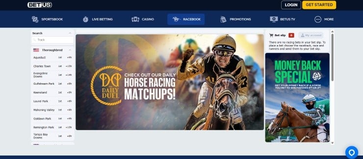 BetUS horse racing betting section