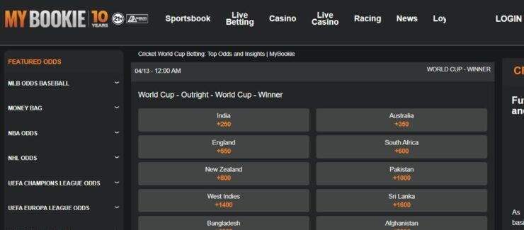 MyBookie - safe and secure cricket sportsbbok for US players