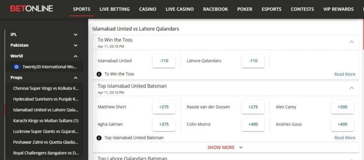 BetOnline - the best online sportsbook to bet on cricket