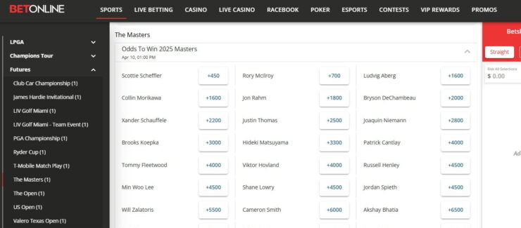 BetOnline - the best site for betting on golf