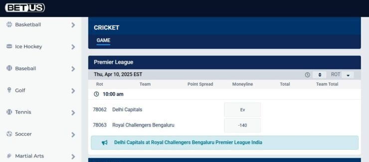 BetUS - one of the mot trusted cricket betting sites in USA