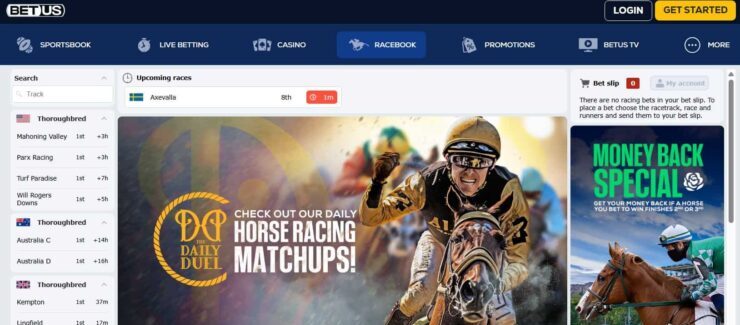 BetUS - horse racing money back offer