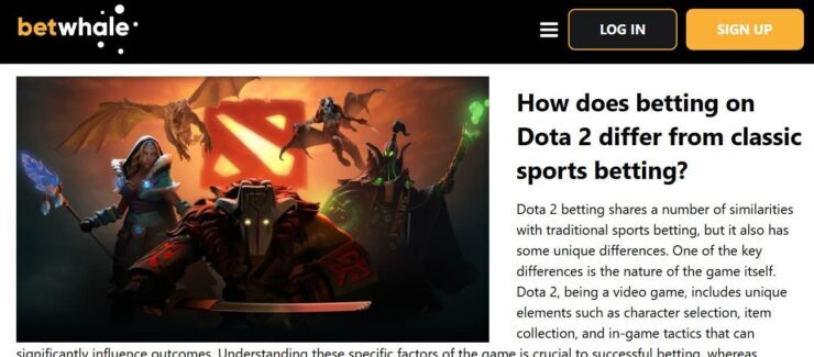 Dota 2 betting related article from BetWhale