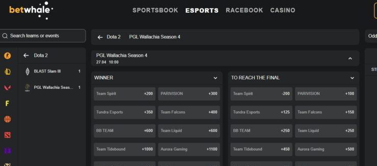 BetWhale - top rated Dota 2 sportsbook