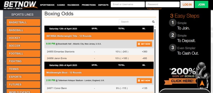 BetNow - one of the most trusted boxing betting sites in the USA