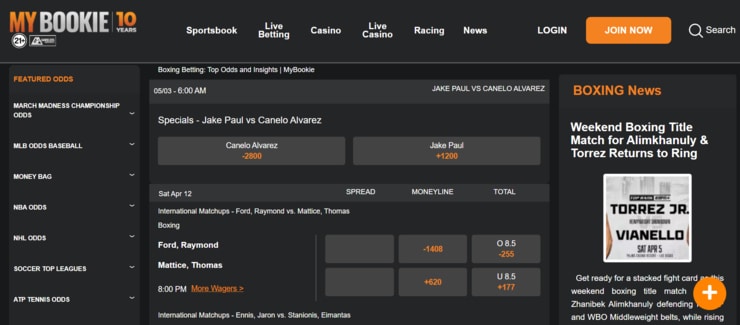 MyBookie - one of the best boxing betting sites