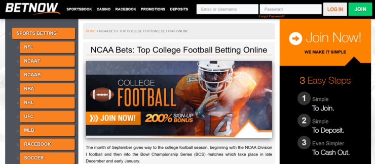 BetNow - top rated college football online sportsbook