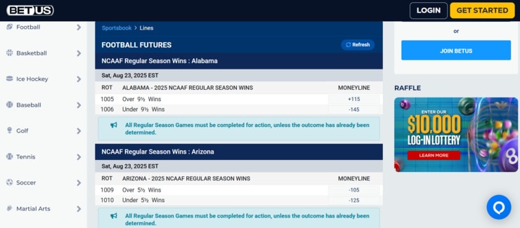 BetUS - one of the most trusted college football betting sites
