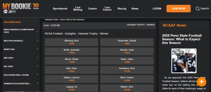 MyBookie - safe NCAAF betting site