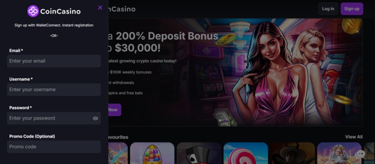 CoinCasino registration form