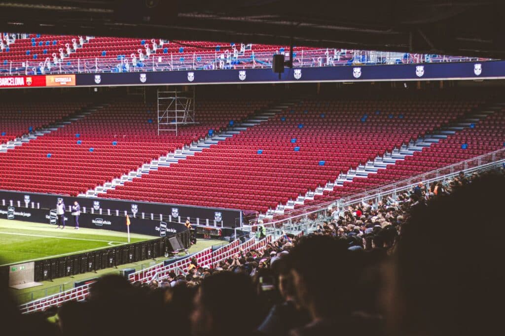 Football stadium filled with fans during a game