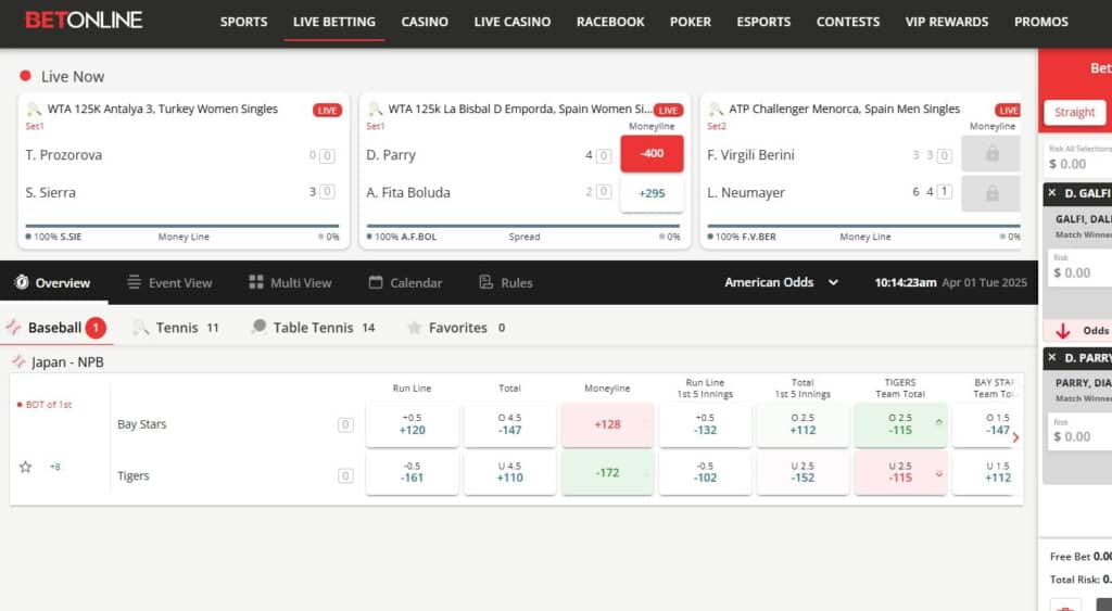 BetOnline - the best live betting site for US players