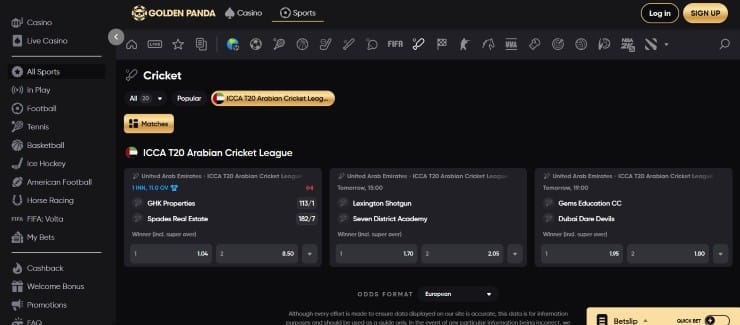 Betting Sites in UAE Golden Panda