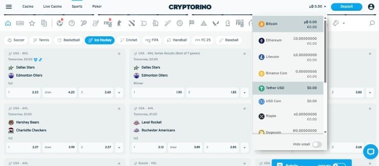 Cryptorino - one of the best USDT sports betting sites