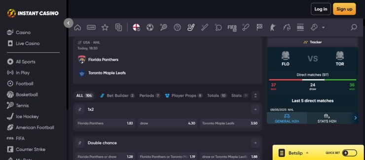 Instant Casino - one of the best sportsbooks in Canada