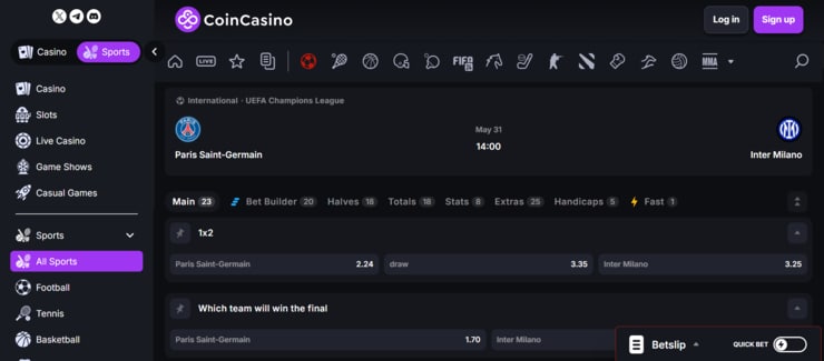 CoinCasino - safe Canada sports betting site