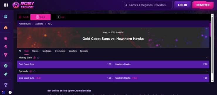 RobyCasino - safe and trusted online sportsbook in Australia