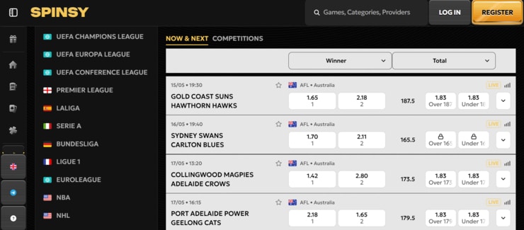 Spinsy - the best betting site in Australia
