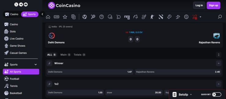 CoinCasino - one of the best betting sites in India