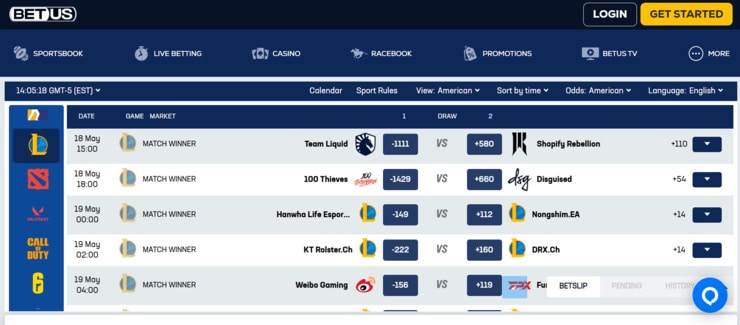 BetUS - one of the best League of Legends gambling sites