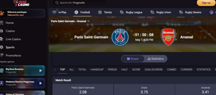 MadCasino - one of the most trusted betting sites for UK bettors