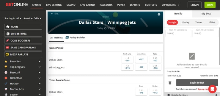 BetOnline - one of the most trusted Mississippi sports betting sites