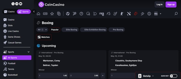nz betting sites CoinCasino Boxing