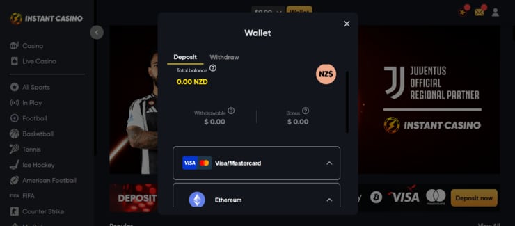 nz betting sites Deposit Instant Casino