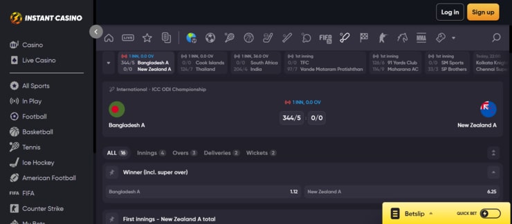 nz betting sites Instant Casino Cricket